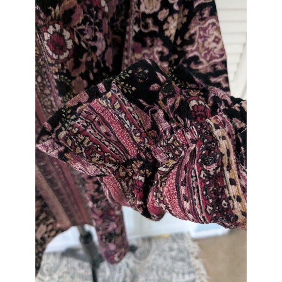 Maurices Top Womens 2X Boho Chic Peasant Smocking Burgundy Floral Flowy Blouse - Picture 5 of 13